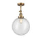 Beacon Semi-Flush Mount shown in the Brushed Brass finish with a Seedy shade