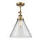 Cone Semi-Flush Mount shown in the Brushed Brass finish with a Clear shade