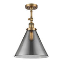 Cone Semi-Flush Mount shown in the Brushed Brass finish with a Plated Smoke shade