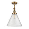 Cone Semi-Flush Mount shown in the Brushed Brass finish with a Seedy shade