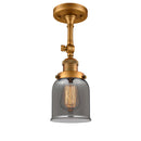 Bell Semi-Flush Mount shown in the Brushed Brass finish with a Plated Smoke shade