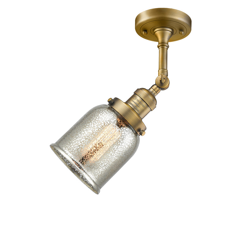 Bell Semi-Flush Mount shown in the Brushed Brass finish with a Silver Plated Mercury shade