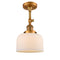 Bell Semi-Flush Mount shown in the Brushed Brass finish with a Matte White shade