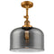 Bell Semi-Flush Mount shown in the Brushed Brass finish with a Plated Smoke shade