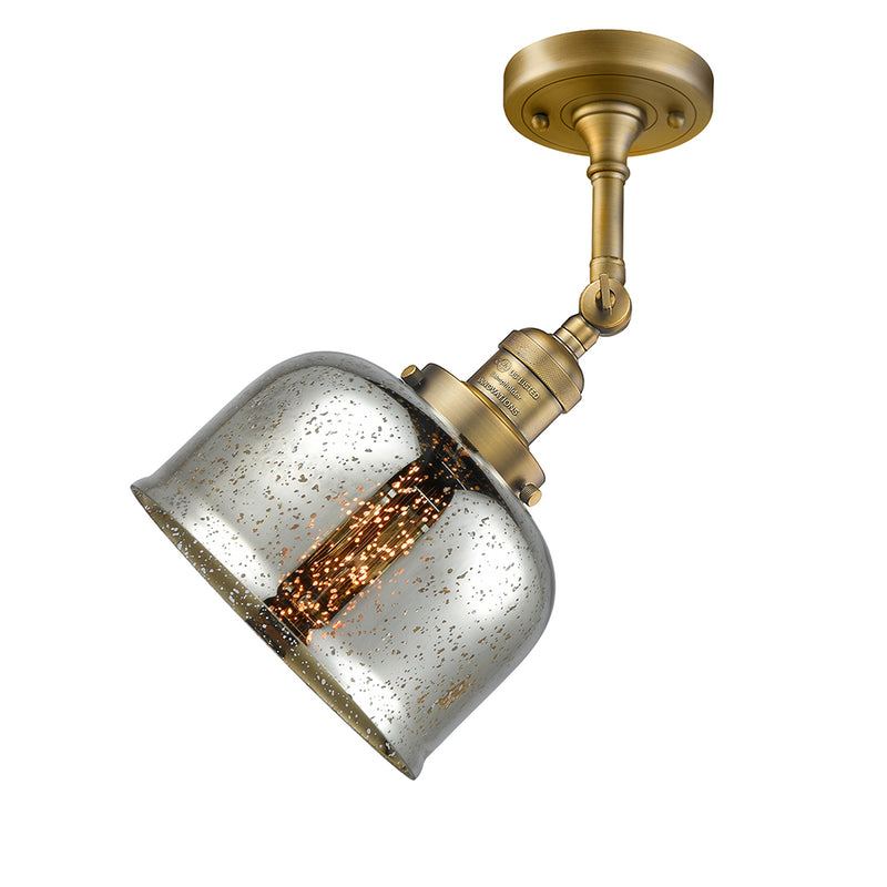 Bell Semi-Flush Mount shown in the Brushed Brass finish with a Silver Plated Mercury shade