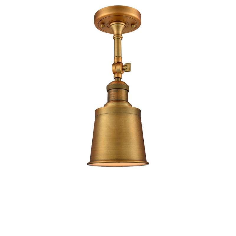 Addison Semi-Flush Mount shown in the Brushed Brass finish with a Brushed Brass shade