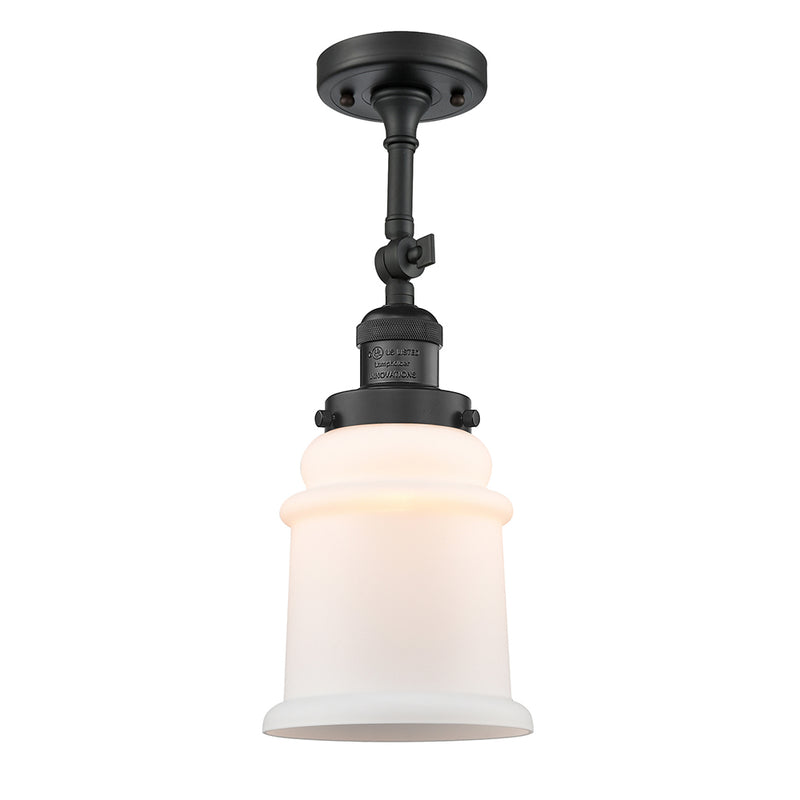 Canton Semi-Flush Mount shown in the Matte Black finish with a Matte White shade