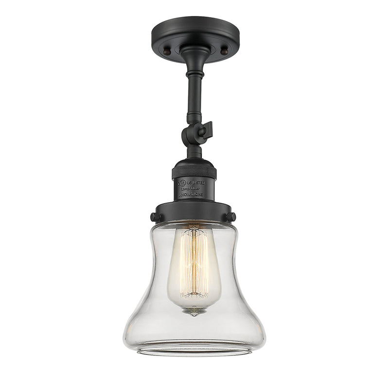 Bellmont Semi-Flush Mount shown in the Matte Black finish with a Clear shade