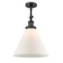 Cone Semi-Flush Mount shown in the Matte Black finish with a Matte White shade