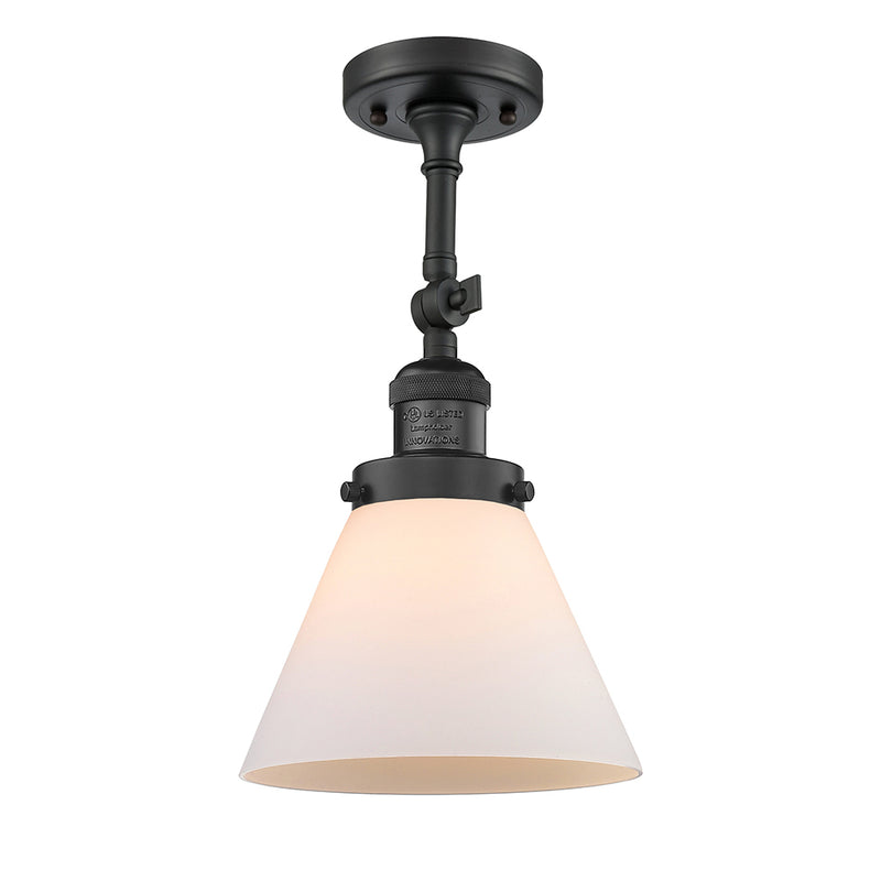 Cone Semi-Flush Mount shown in the Matte Black finish with a Matte White shade