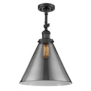 Cone Semi-Flush Mount shown in the Matte Black finish with a Plated Smoke shade