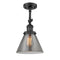 Cone Semi-Flush Mount shown in the Matte Black finish with a Plated Smoke shade