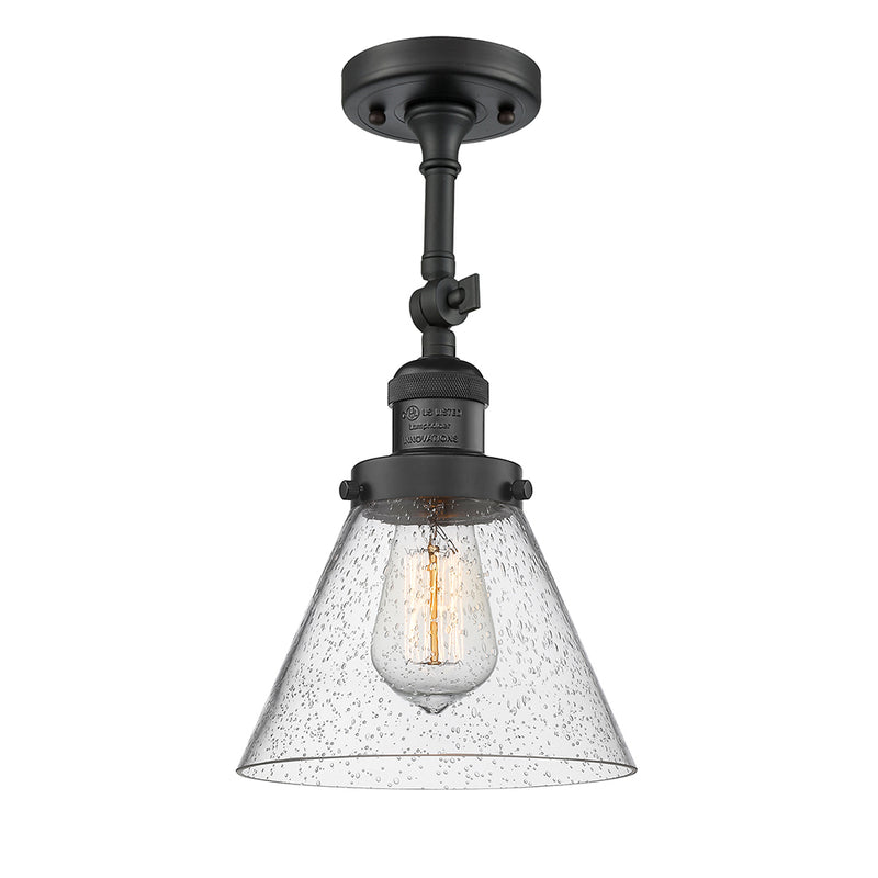 Cone Semi-Flush Mount shown in the Matte Black finish with a Seedy shade