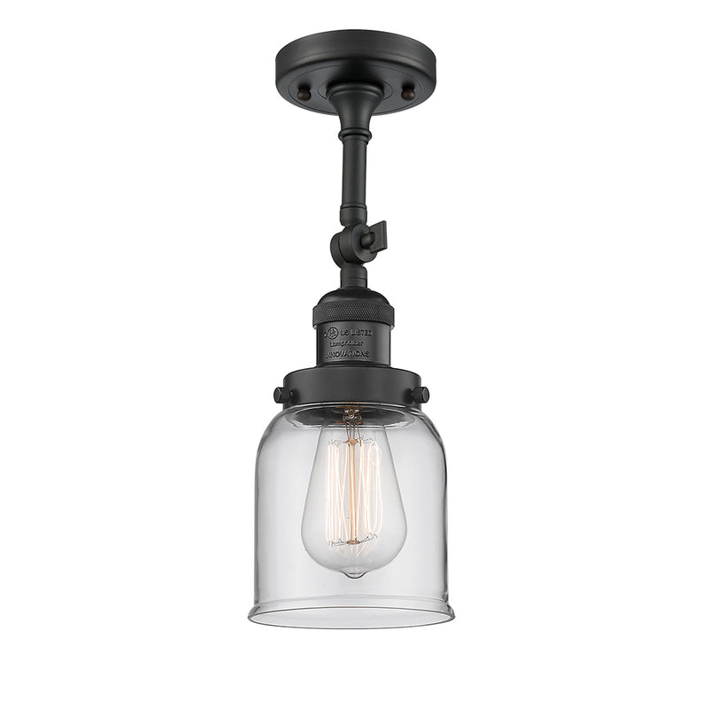 Bell Semi-Flush Mount shown in the Matte Black finish with a Clear shade