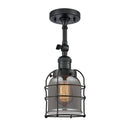 Bell Cage Semi-Flush Mount shown in the Matte Black finish with a Plated Smoke shade