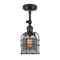 Bell Cage Semi-Flush Mount shown in the Matte Black finish with a Plated Smoke shade