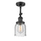 Bell Semi-Flush Mount shown in the Matte Black finish with a Seedy shade