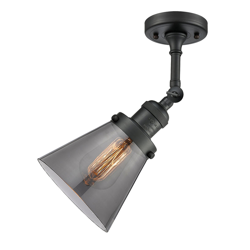 Innovations Lighting Small Cone 1 Light Semi-Flush Mount Part Of The Franklin Restoration Collection 201F-BK-G63