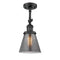 Cone Semi-Flush Mount shown in the Matte Black finish with a Plated Smoke shade