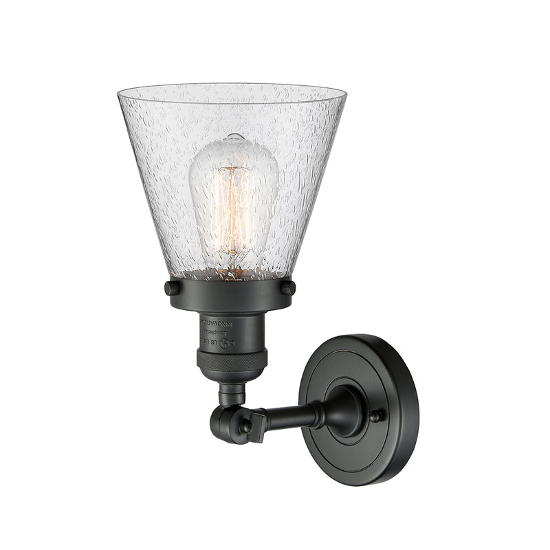 Innovations Lighting Small Cone 1 Light Semi-Flush Mount Part Of The Franklin Restoration Collection 201F-BK-G64-LED