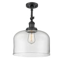 Bell Semi-Flush Mount shown in the Matte Black finish with a Clear shade