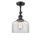 Bell Semi-Flush Mount shown in the Matte Black finish with a Clear shade