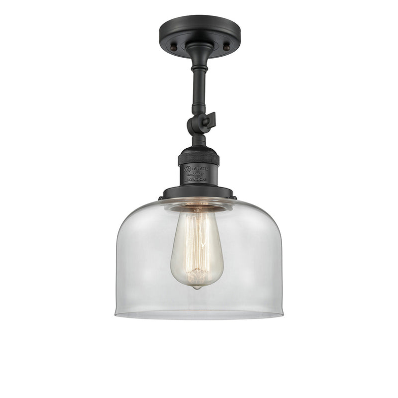 Bell Semi-Flush Mount shown in the Matte Black finish with a Clear shade