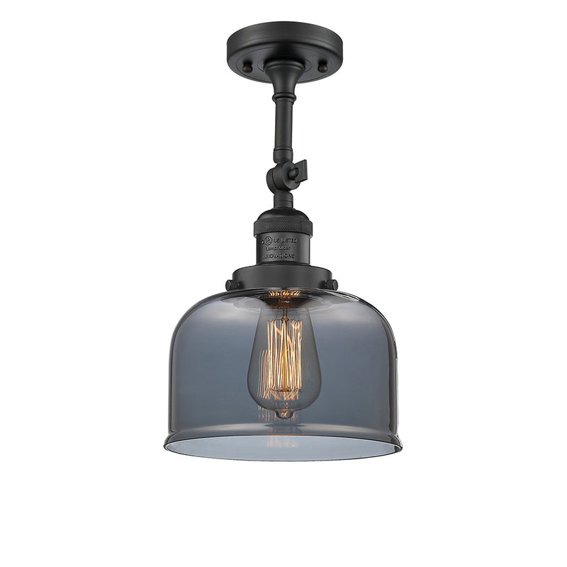 Bell Semi-Flush Mount shown in the Matte Black finish with a Plated Smoke shade