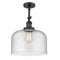 Bell Semi-Flush Mount shown in the Matte Black finish with a Seedy shade