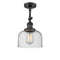 Bell Semi-Flush Mount shown in the Matte Black finish with a Seedy shade