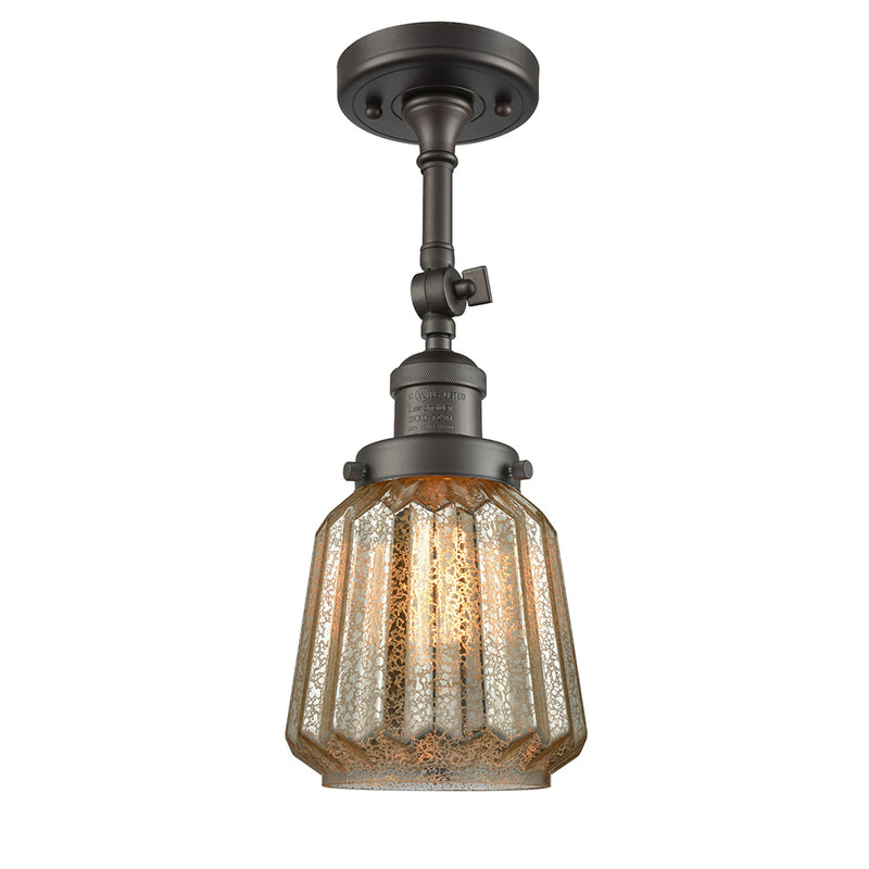 Chatham Semi-Flush Mount shown in the Oil Rubbed Bronze finish with a Mercury shade