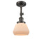 Fulton Semi-Flush Mount shown in the Oil Rubbed Bronze finish with a Matte White shade