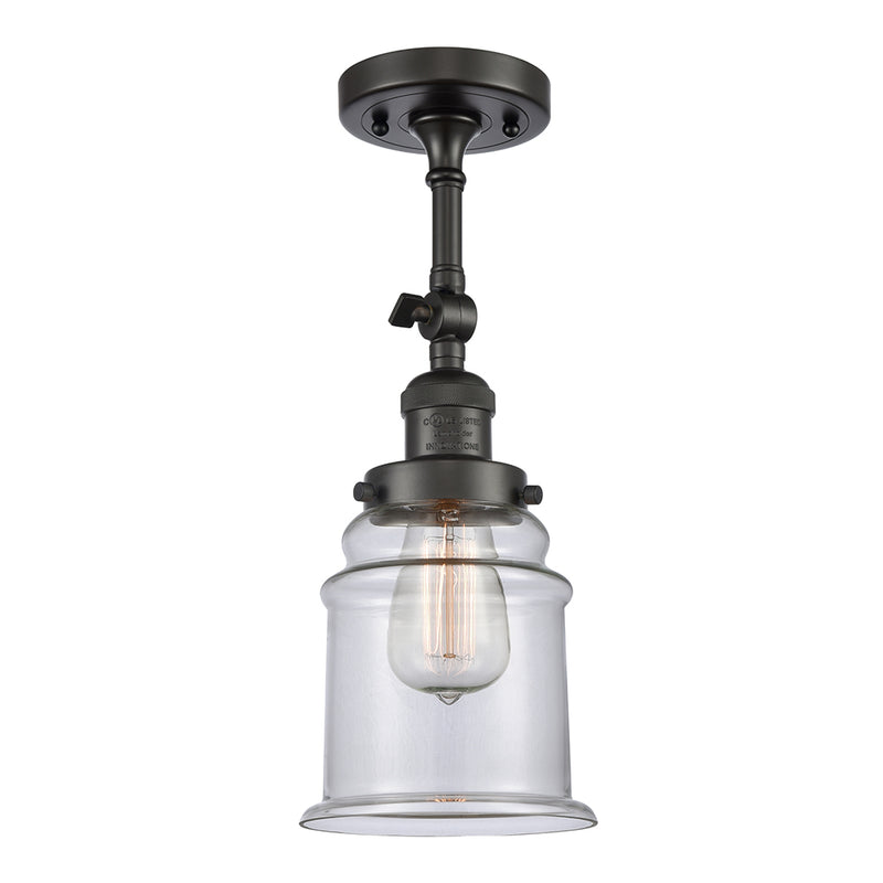 Canton Semi-Flush Mount shown in the Oil Rubbed Bronze finish with a Clear shade