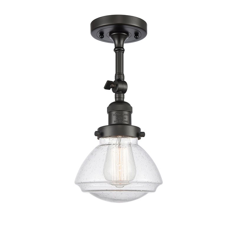 Olean Semi-Flush Mount shown in the Oil Rubbed Bronze finish with a Seedy shade