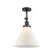 Cone Semi-Flush Mount shown in the Oil Rubbed Bronze finish with a Matte White shade