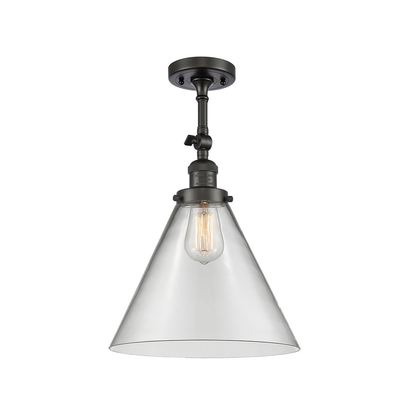 Cone Semi-Flush Mount shown in the Oil Rubbed Bronze finish with a Clear shade