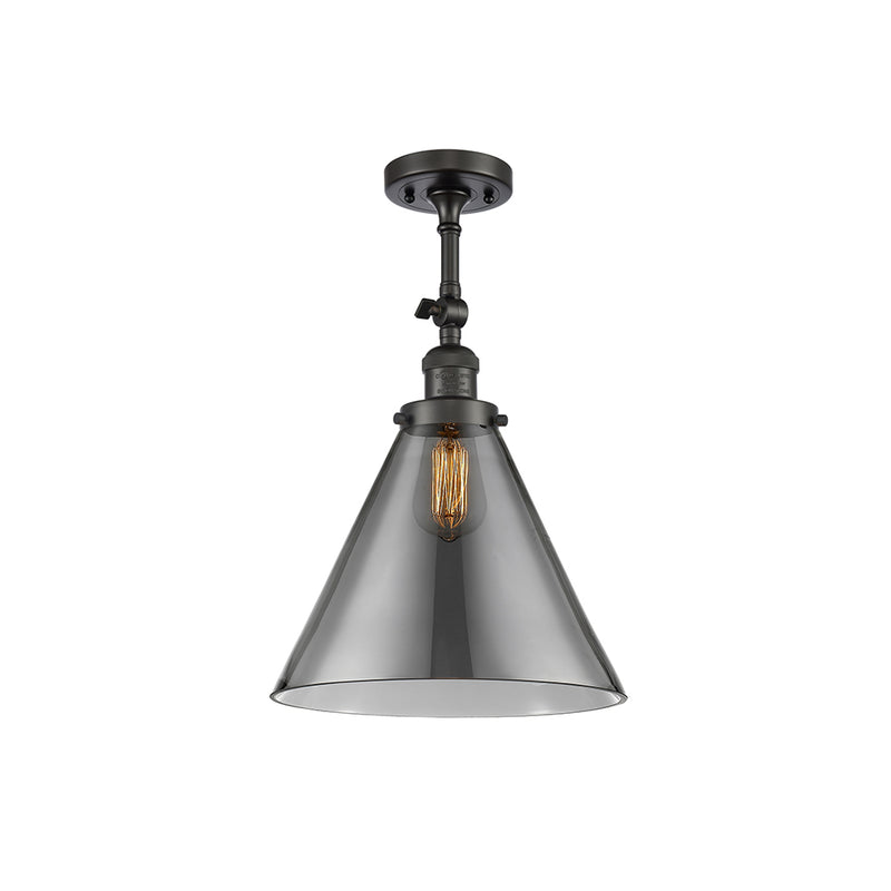 Cone Semi-Flush Mount shown in the Oil Rubbed Bronze finish with a Plated Smoke shade