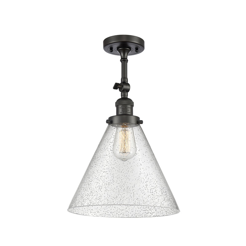 Cone Semi-Flush Mount shown in the Oil Rubbed Bronze finish with a Seedy shade