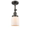 Bell Semi-Flush Mount shown in the Oil Rubbed Bronze finish with a Matte White shade