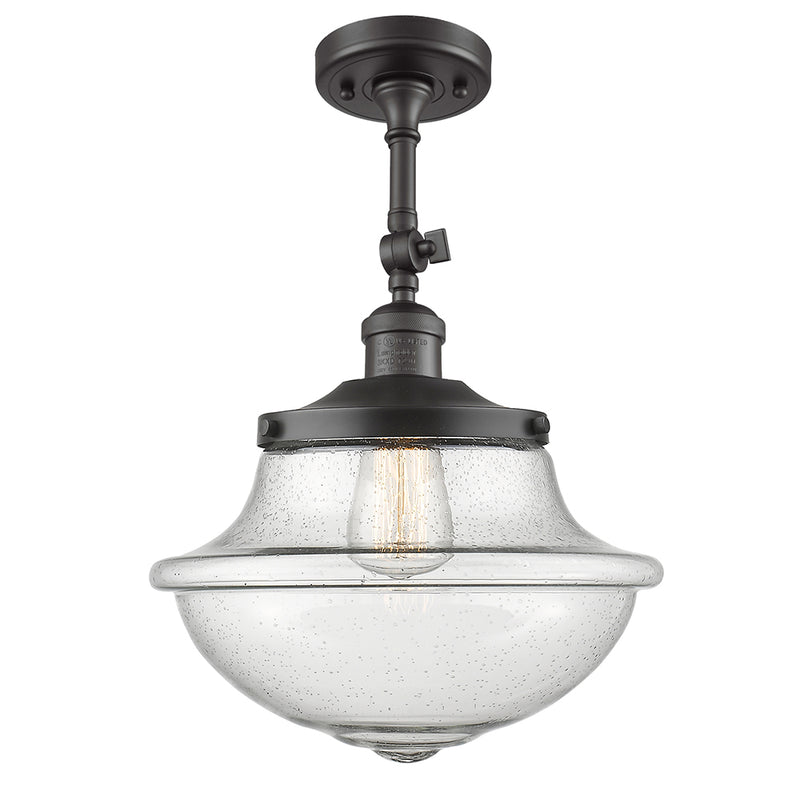 Oxford Semi-Flush Mount shown in the Oil Rubbed Bronze finish with a Seedy shade