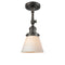 Cone Semi-Flush Mount shown in the Oil Rubbed Bronze finish with a Matte White shade