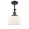 Bell Semi-Flush Mount shown in the Oil Rubbed Bronze finish with a Matte White shade