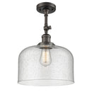 Bell Semi-Flush Mount shown in the Oil Rubbed Bronze finish with a Seedy shade