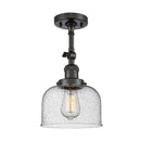 Bell Semi-Flush Mount shown in the Oil Rubbed Bronze finish with a Seedy shade