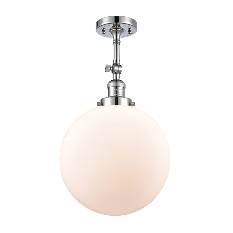 Beacon Semi-Flush Mount shown in the Polished Chrome finish with a Matte White shade