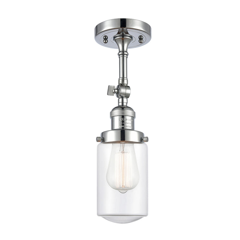 Dover Semi-Flush Mount shown in the Polished Chrome finish with a Clear shade