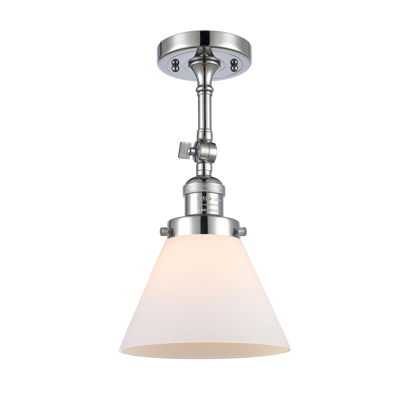 Cone Semi-Flush Mount shown in the Polished Chrome finish with a Matte White shade