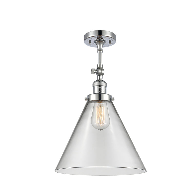 Cone Semi-Flush Mount shown in the Polished Chrome finish with a Clear shade