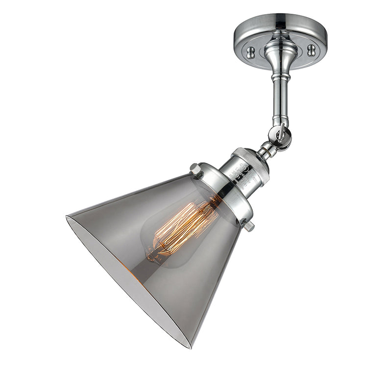 Innovations Lighting Large Cone 1 Light Semi-Flush Mount Part Of The Franklin Restoration Collection 201F-PC-G43-LED