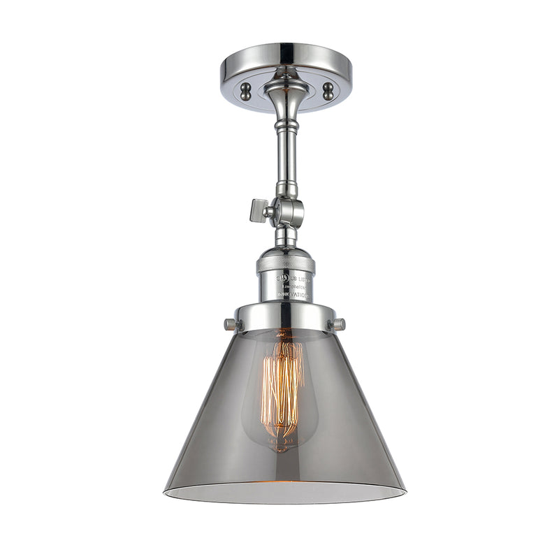 Cone Semi-Flush Mount shown in the Polished Chrome finish with a Plated Smoke shade